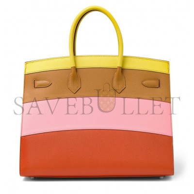 HERMES BIRKIN 35 EPSOM LEATHER RAINBOW BAG SILVER BUCKLE H028326CK03 (35*28*18cm)